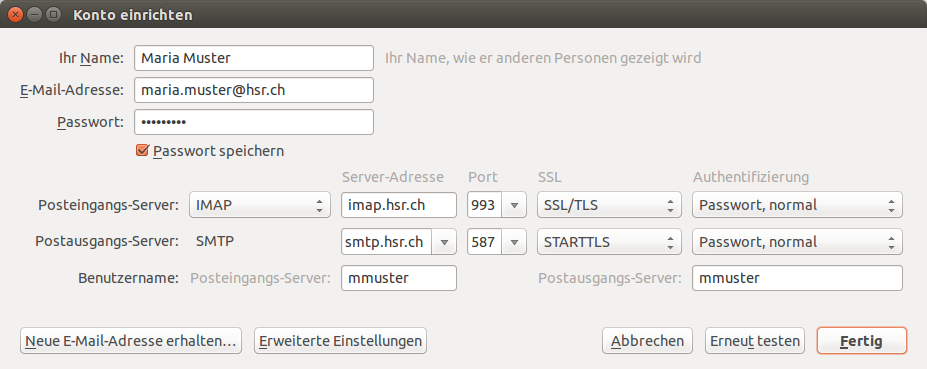 Konfiguration HSR E-Mail Server