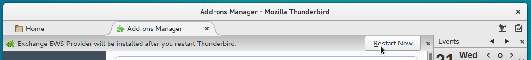 Nach der Installation Thunderbird neu starten